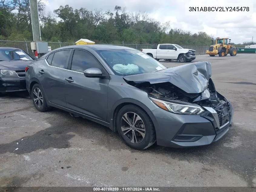 2020 Nissan Sentra Sv Xtronic Cvt VIN: 3N1AB8CV2LY245478 Lot: 40788259