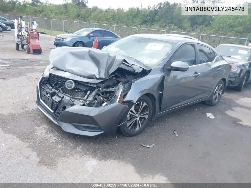 2020 Nissan Sentra Sv Xtronic Cvt VIN: 3N1AB8CV2LY245478 Lot: 40788259