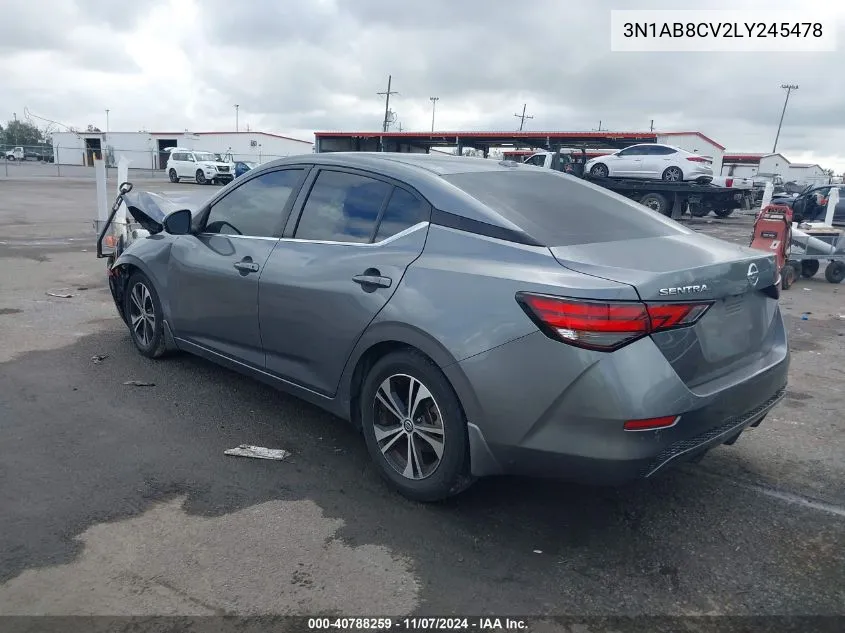 2020 Nissan Sentra Sv Xtronic Cvt VIN: 3N1AB8CV2LY245478 Lot: 40788259