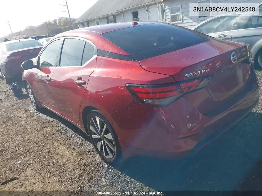 2020 Nissan Sentra Sv Xtronic Cvt VIN: 3N1AB8CV4LY242548 Lot: 40825522