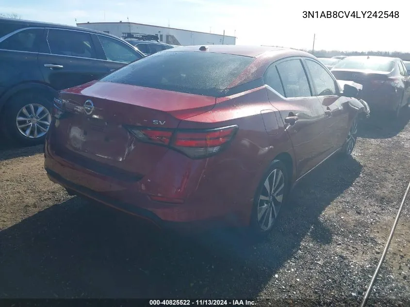 2020 Nissan Sentra Sv Xtronic Cvt VIN: 3N1AB8CV4LY242548 Lot: 40825522