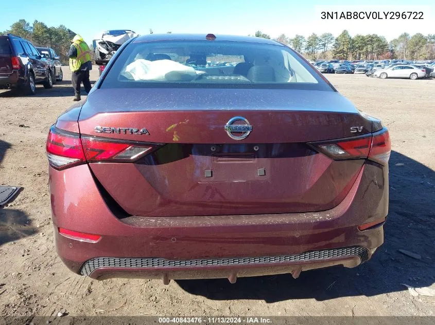 2020 Nissan Sentra Sv Xtronic Cvt VIN: 3N1AB8CV0LY296722 Lot: 40843476