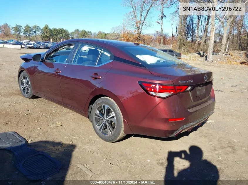 2020 Nissan Sentra Sv Xtronic Cvt VIN: 3N1AB8CV0LY296722 Lot: 40843476