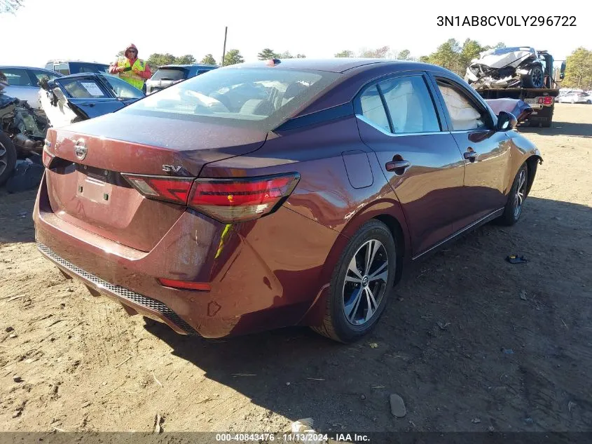 2020 Nissan Sentra Sv Xtronic Cvt VIN: 3N1AB8CV0LY296722 Lot: 40843476