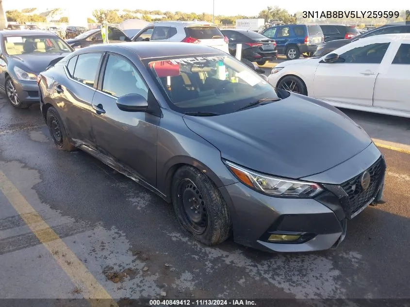 2020 Nissan Sentra S Xtronic Cvt VIN: 3N1AB8BV5LY259599 Lot: 40849412