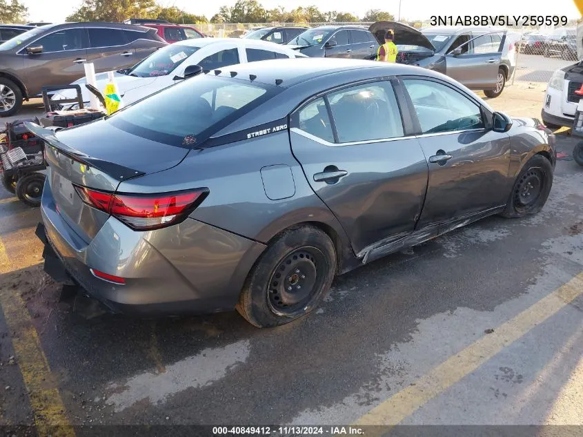 2020 Nissan Sentra S Xtronic Cvt VIN: 3N1AB8BV5LY259599 Lot: 40849412