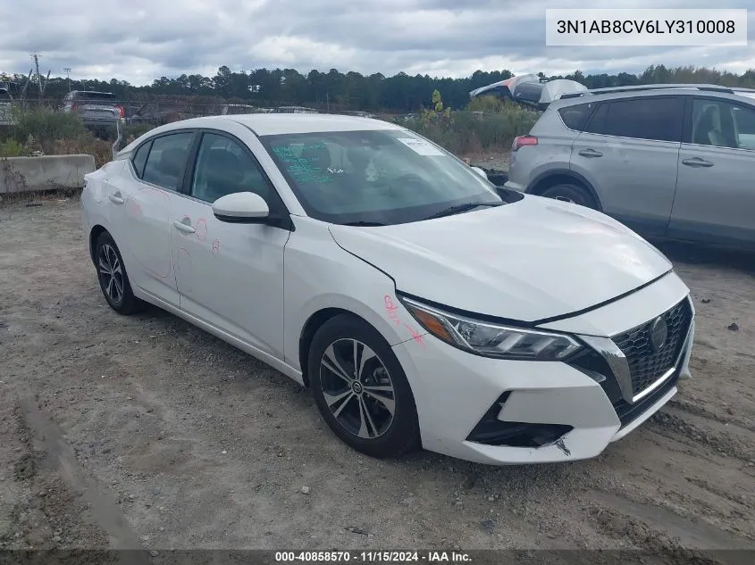 2020 Nissan Sentra Sv Xtronic Cvt VIN: 3N1AB8CV6LY310008 Lot: 40858570