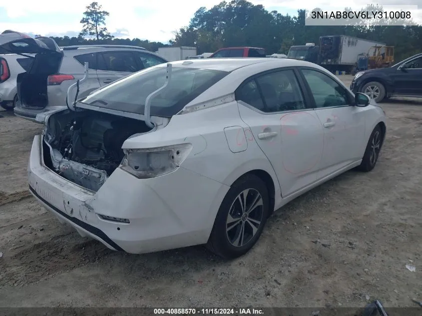 2020 Nissan Sentra Sv Xtronic Cvt VIN: 3N1AB8CV6LY310008 Lot: 40858570