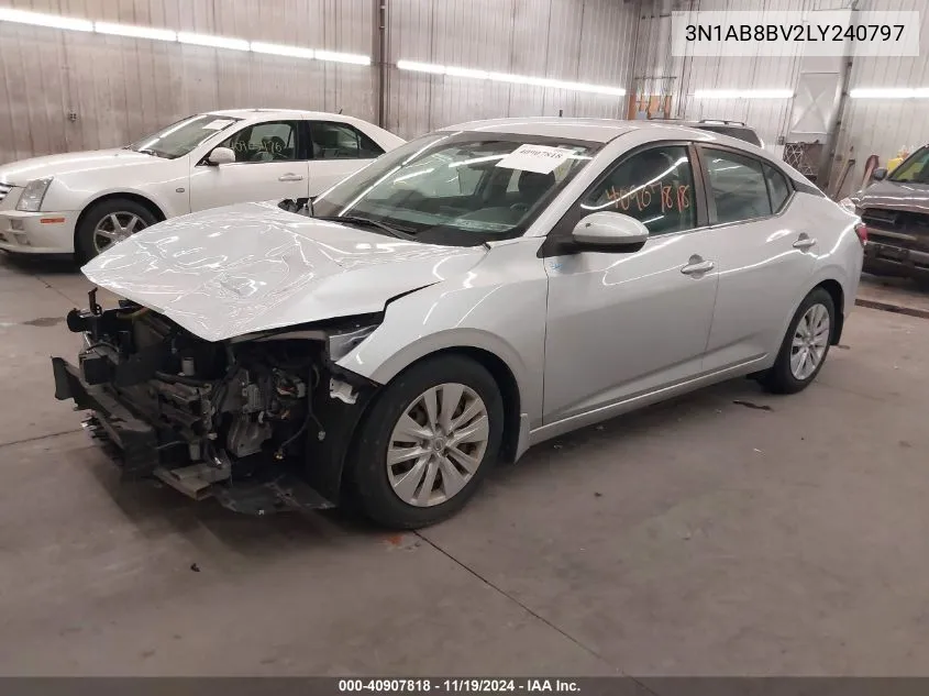 2020 Nissan Sentra S Xtronic Cvt VIN: 3N1AB8BV2LY240797 Lot: 40907818