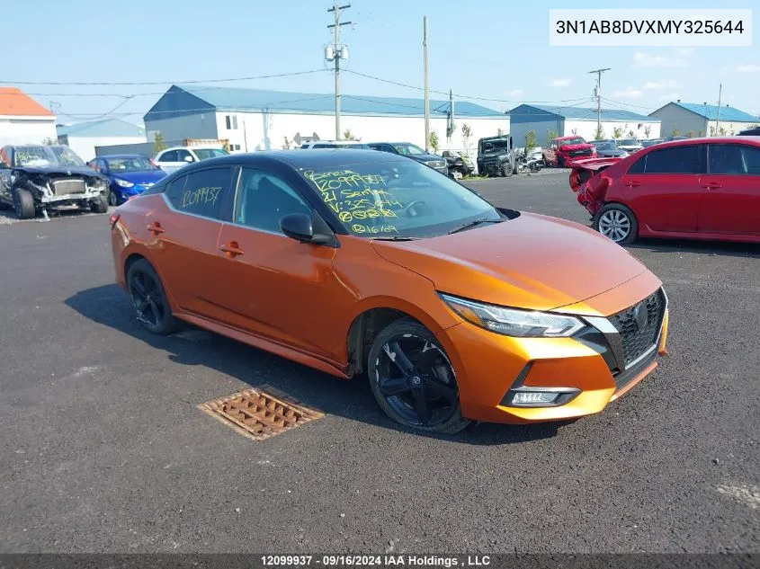 2021 Nissan Sentra VIN: 3N1AB8DVXMY325644 Lot: 12099937