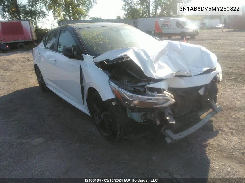 2021 Nissan Sentra VIN: 3N1AB8DV5MY250822 Lot: 12100164