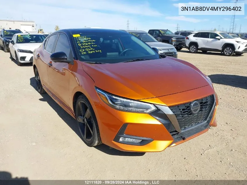 2021 Nissan Sentra VIN: 3N1AB8DV4MY296402 Lot: 12111820