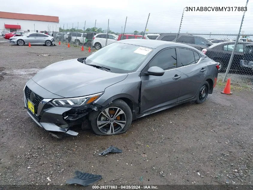 3N1AB8CV8MY317883 2021 Nissan Sentra Sv Xtronic Cvt