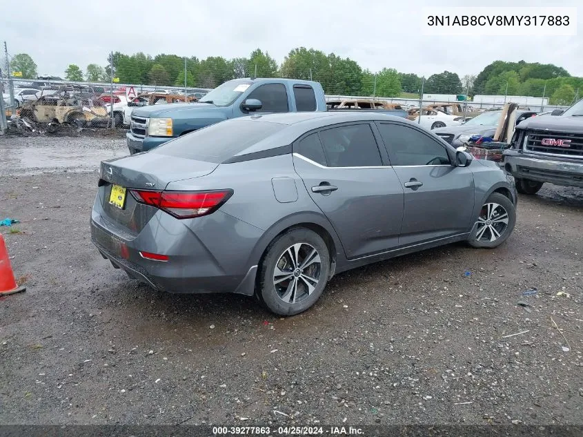 2021 Nissan Sentra Sv Xtronic Cvt VIN: 3N1AB8CV8MY317883 Lot: 39277863