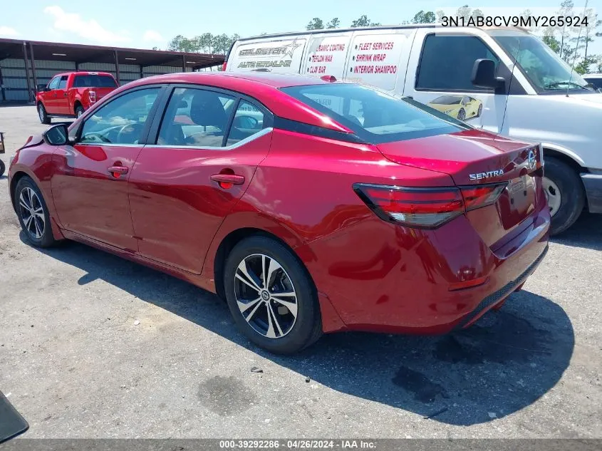 2021 Nissan Sentra Sv Xtronic Cvt VIN: 3N1AB8CV9MY265924 Lot: 39292286