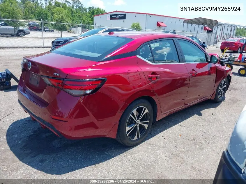 2021 Nissan Sentra Sv Xtronic Cvt VIN: 3N1AB8CV9MY265924 Lot: 39292286