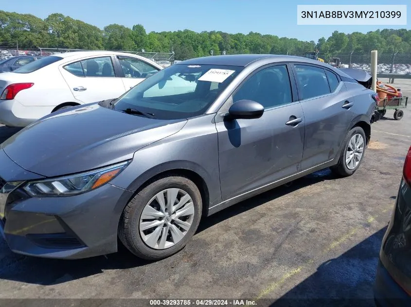 2021 Nissan Sentra S Xtronic Cvt VIN: 3N1AB8BV3MY210399 Lot: 39293785