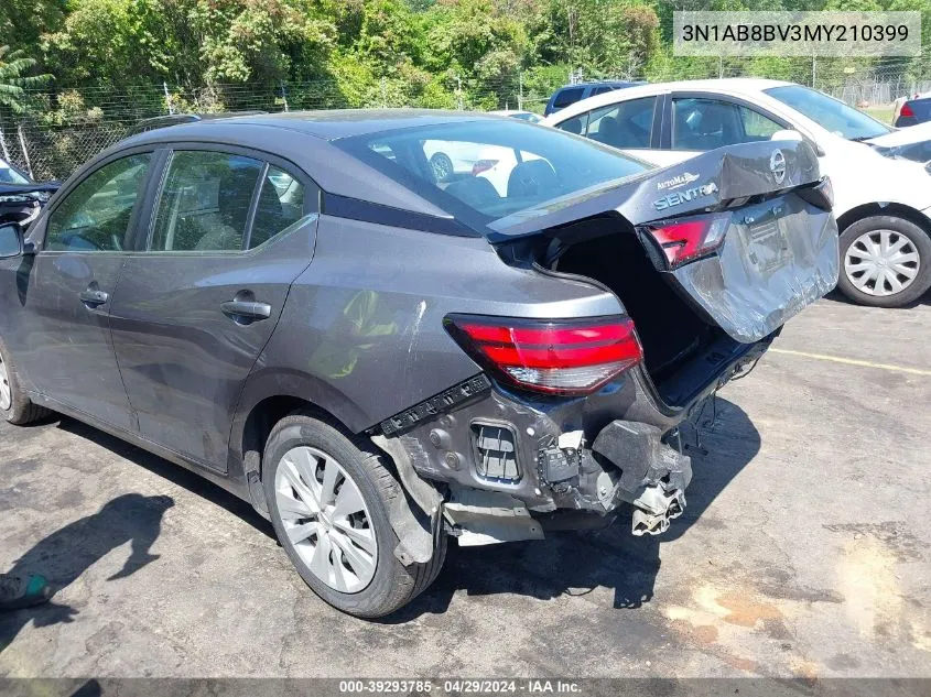 2021 Nissan Sentra S Xtronic Cvt VIN: 3N1AB8BV3MY210399 Lot: 39293785