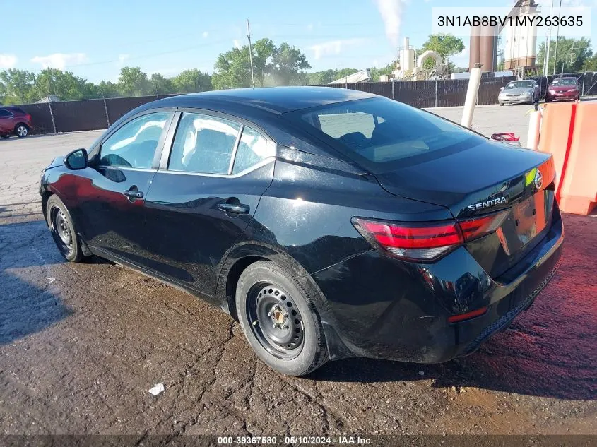 2021 Nissan Sentra S Xtronic Cvt VIN: 3N1AB8BV1MY263635 Lot: 39367580