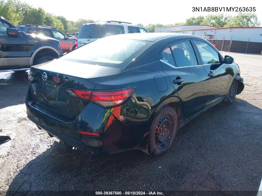 2021 Nissan Sentra S Xtronic Cvt VIN: 3N1AB8BV1MY263635 Lot: 39367580