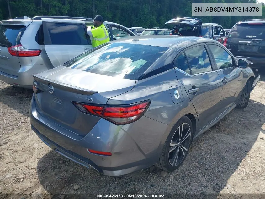 2021 Nissan Sentra Sr Xtronic Cvt VIN: 3N1AB8DV4MY314378 Lot: 39426173