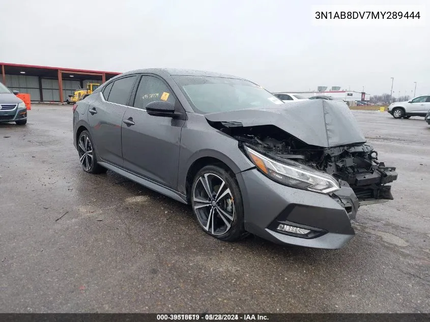 2021 Nissan Sentra Sr Xtronic Cvt VIN: 3N1AB8DV7MY289444 Lot: 39518619