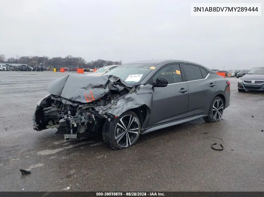 2021 Nissan Sentra Sr Xtronic Cvt VIN: 3N1AB8DV7MY289444 Lot: 39518619