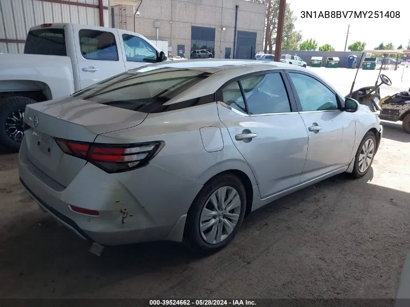 2021 Nissan Sentra S Xtronic Cvt VIN: 3N1AB8BV7MY251408 Lot: 39524662