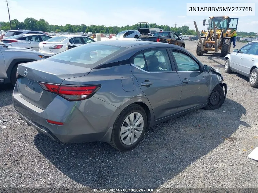 2021 Nissan Sentra S Xtronic Cvt VIN: 3N1AB8BV5MY227768 Lot: 39694274