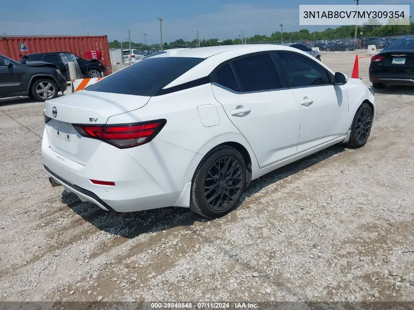 2021 Nissan Sentra Sv Xtronic Cvt VIN: 3N1AB8CV7MY309354 Lot: 39848848