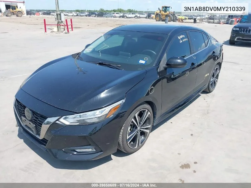 2021 Nissan Sentra Sr Xtronic Cvt VIN: 3N1AB8DV0MY210339 Lot: 39858689