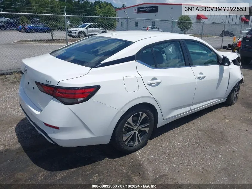 2021 Nissan Sentra Sv Xtronic Cvt VIN: 3N1AB8CV3MY292553 Lot: 39892650