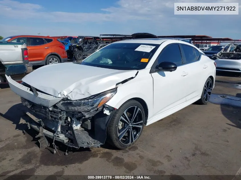 2021 Nissan Sentra Sr Xtronic Cvt VIN: 3N1AB8DV4MY271922 Lot: 39913778