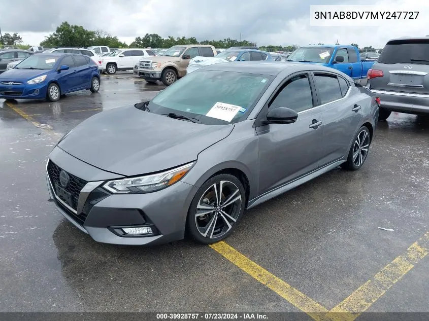 2021 Nissan Sentra Sr Xtronic Cvt VIN: 3N1AB8DV7MY247727 Lot: 39928757