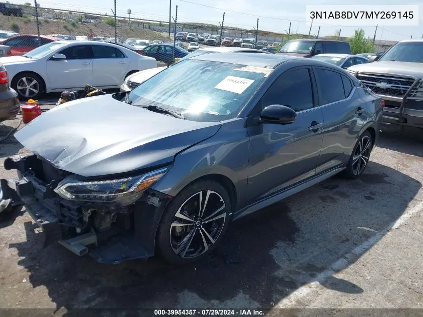 2021 Nissan Sentra Sr Xtronic Cvt VIN: 3N1AB8DV7MY269145 Lot: 39954357