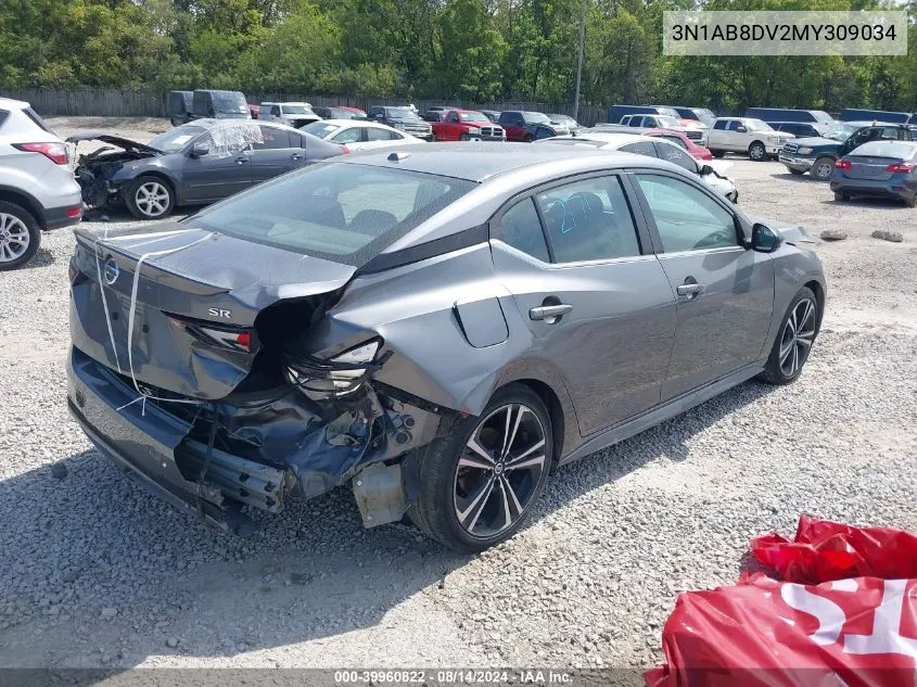 2021 Nissan Sentra Sr Xtronic Cvt VIN: 3N1AB8DV2MY309034 Lot: 39960822