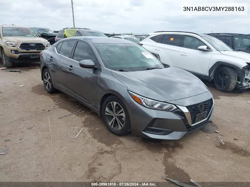 2021 Nissan Sentra Sv Xtronic Cvt VIN: 3N1AB8CV3MY288163 Lot: 39961918