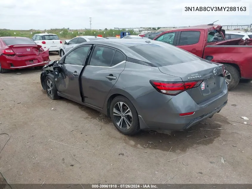 2021 Nissan Sentra Sv Xtronic Cvt VIN: 3N1AB8CV3MY288163 Lot: 39961918