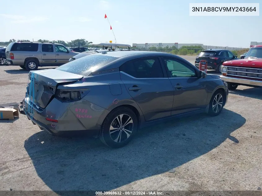 2021 Nissan Sentra Sv Xtronic Cvt VIN: 3N1AB8CV9MY243664 Lot: 39969632