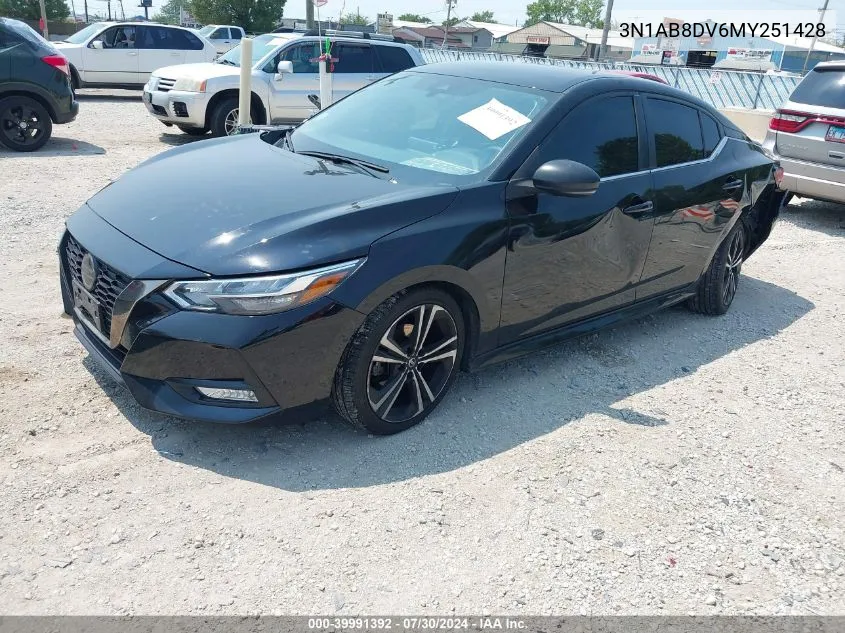 2021 Nissan Sentra Sr Xtronic Cvt VIN: 3N1AB8DV6MY251428 Lot: 39991392