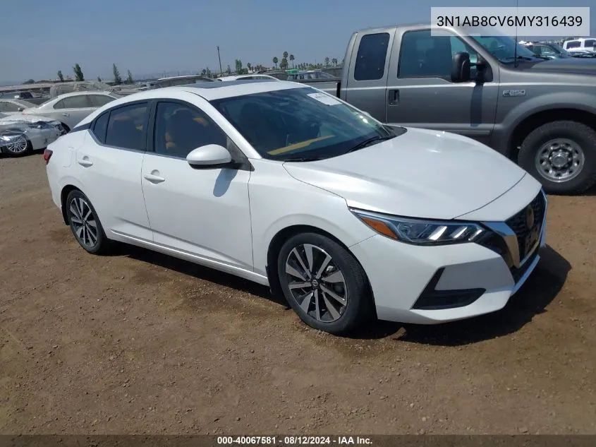 2021 Nissan Sentra Sv Xtronic Cvt VIN: 3N1AB8CV6MY316439 Lot: 40067581