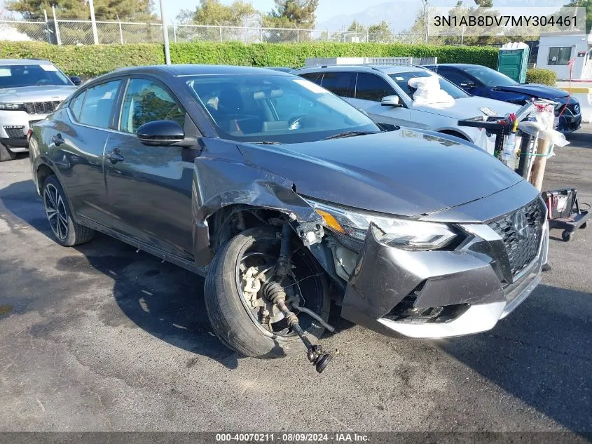 2021 Nissan Sentra Sr Xtronic Cvt VIN: 3N1AB8DV7MY304461 Lot: 40070211