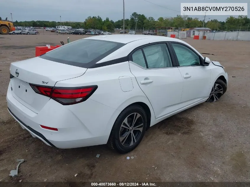 2021 Nissan Sentra Sv Xtronic Cvt VIN: 3N1AB8CV0MY270526 Lot: 40073660