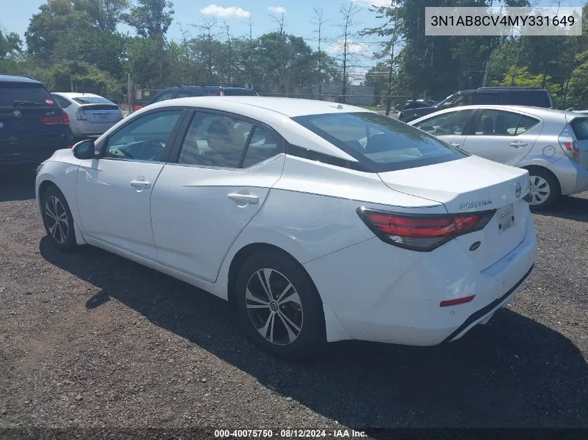 2021 Nissan Sentra Sv Xtronic Cvt VIN: 3N1AB8CV4MY331649 Lot: 40075750