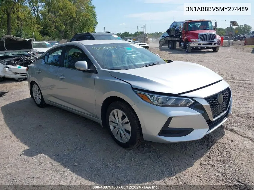 2021 Nissan Sentra S Xtronic Cvt VIN: 3N1AB8BV5MY274489 Lot: 40075768