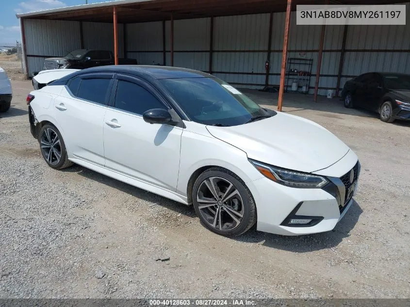 2021 Nissan Sentra Sr Xtronic Cvt VIN: 3N1AB8DV8MY261197 Lot: 40128603