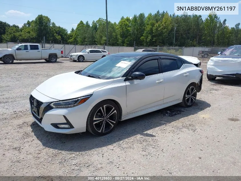 2021 Nissan Sentra Sr Xtronic Cvt VIN: 3N1AB8DV8MY261197 Lot: 40128603