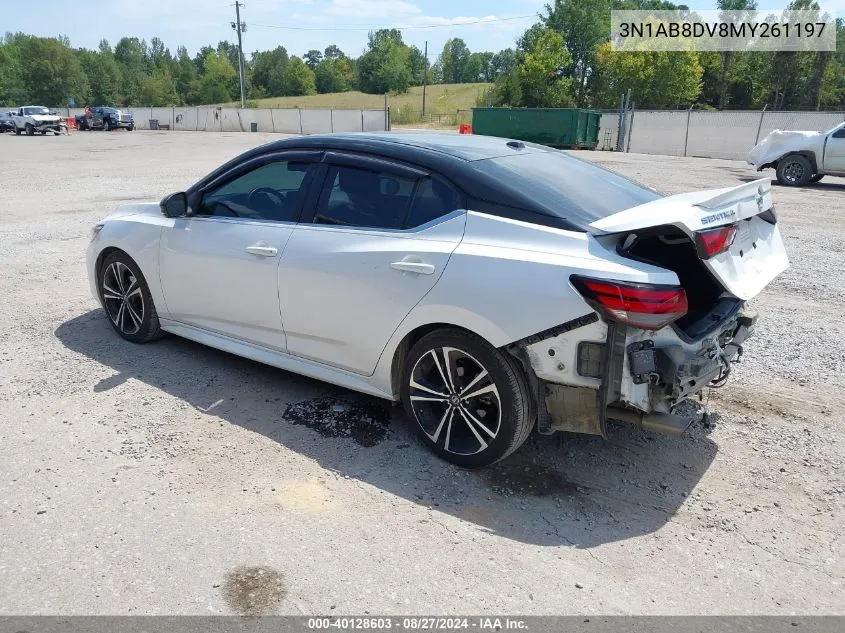 2021 Nissan Sentra Sr Xtronic Cvt VIN: 3N1AB8DV8MY261197 Lot: 40128603