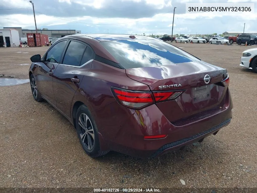 2021 Nissan Sentra Sv Xtronic Cvt VIN: 3N1AB8CV5MY324306 Lot: 40152726