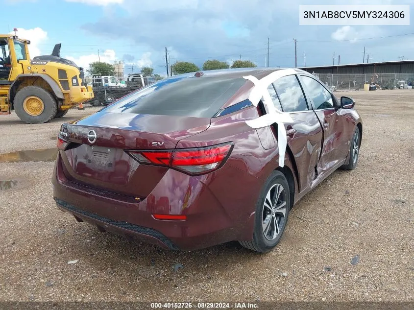 2021 Nissan Sentra Sv Xtronic Cvt VIN: 3N1AB8CV5MY324306 Lot: 40152726